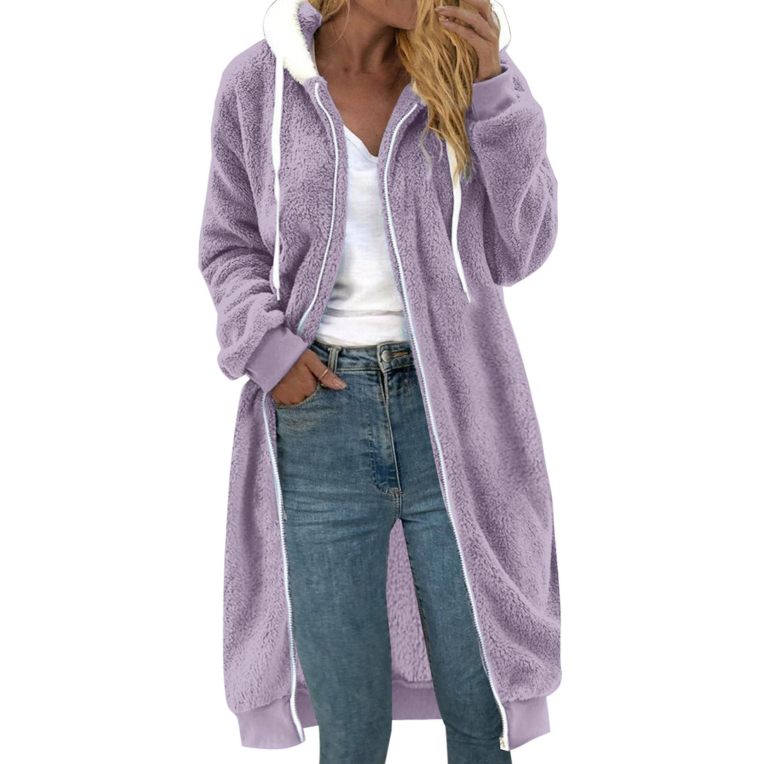Women's Reversible Coat made of Faux Fur with Hood