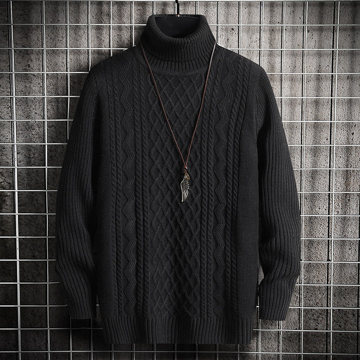 Men's sweater, turtleneck, diamond pattern, slim
