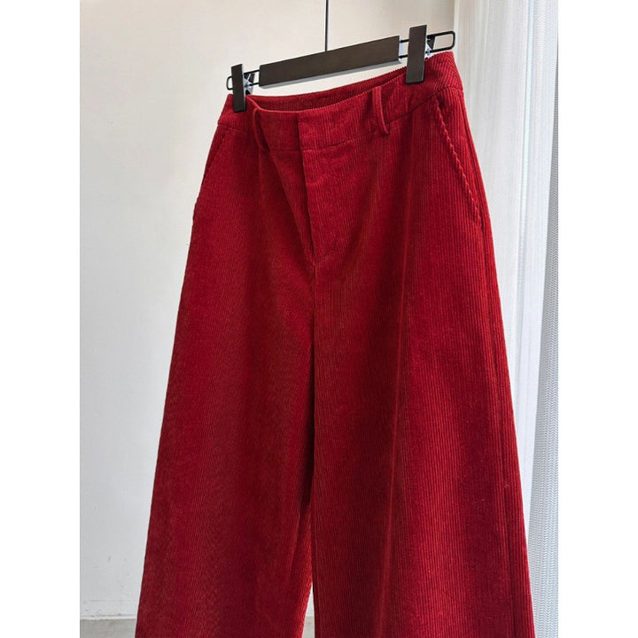 Women's corduroy pants, wide cut, straight fit
