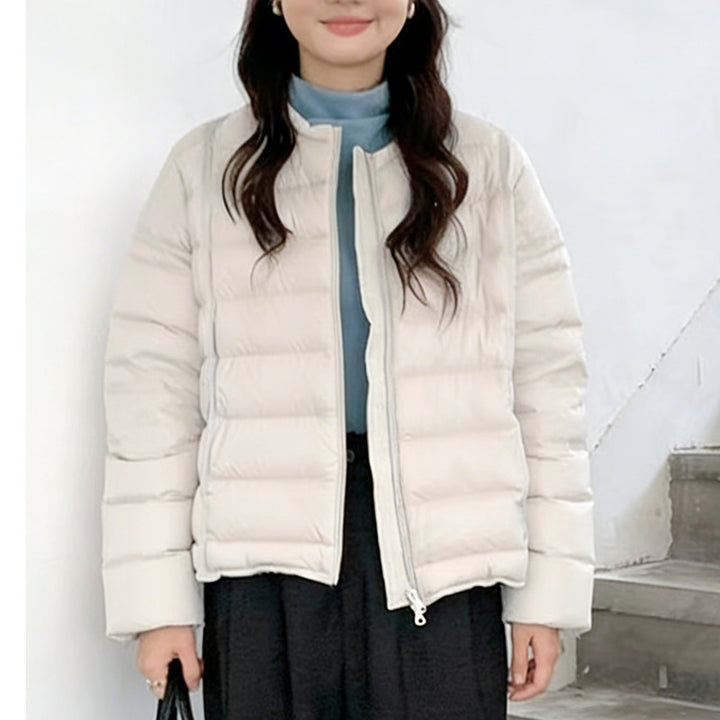 Short women's down jacket, lightweight, loose fit
