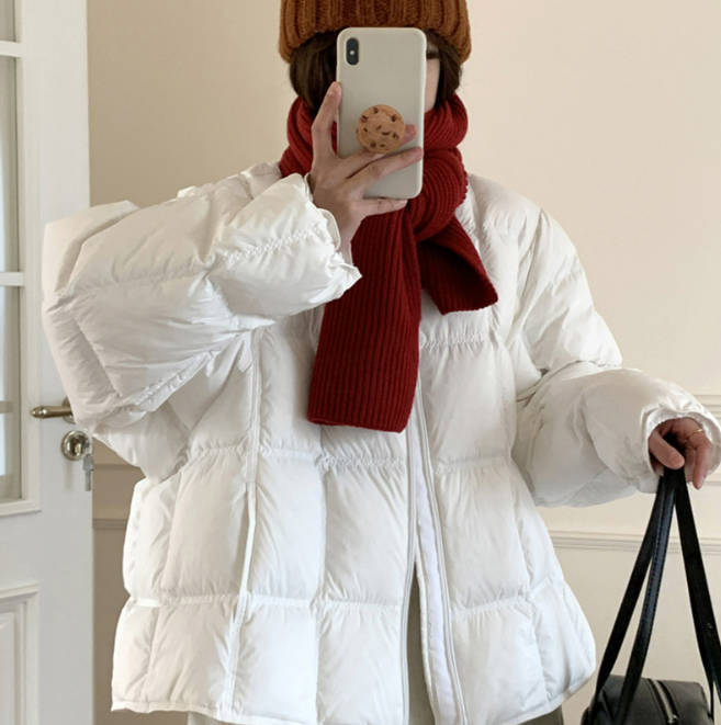 Short women's down jacket in modern style