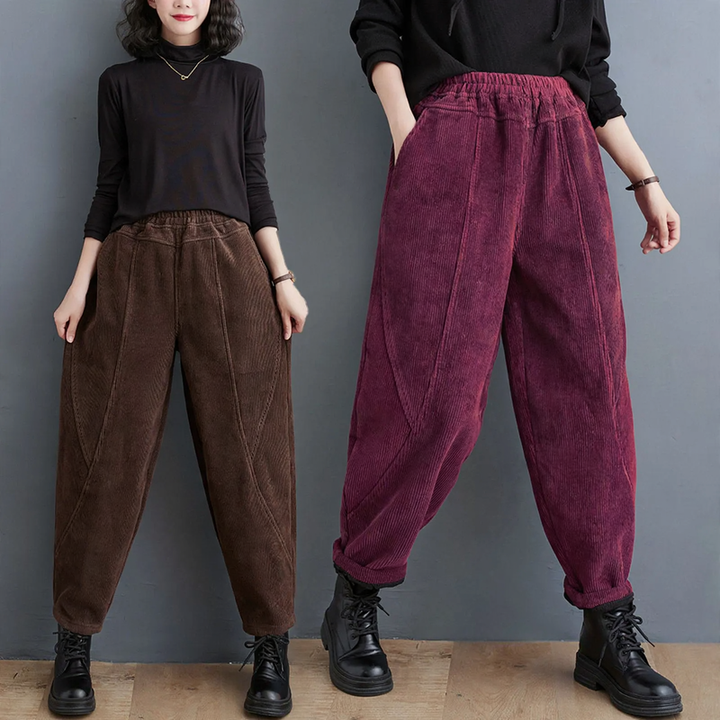 Elegant Cord Harem Pants in Plus Size