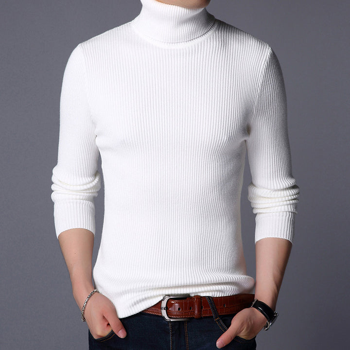 Men's knitted sweater with vertical rib pattern