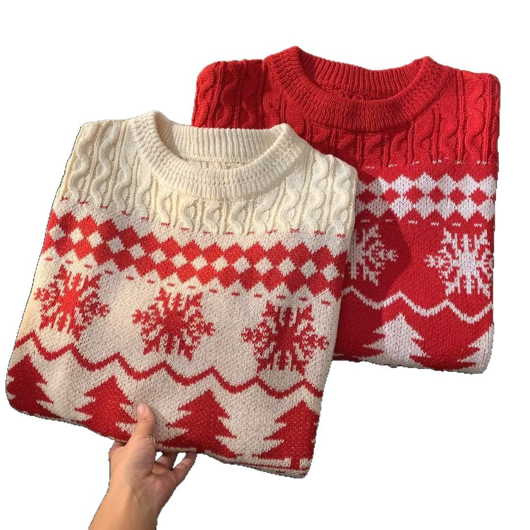 Retro knit sweater in American style