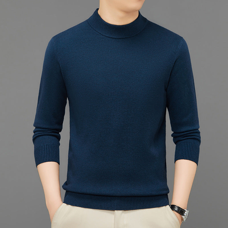 Men's knitted sweater with stand-up collar