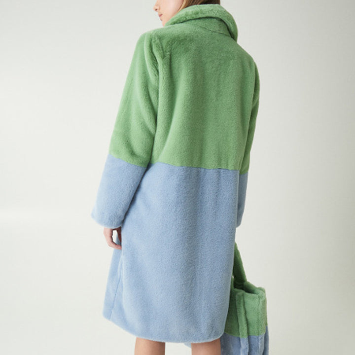 Mid-length Lambskin coat with color accents