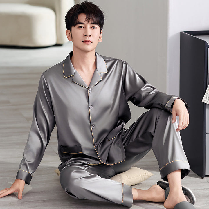 Light men's pajamas made of ice silk, breathable