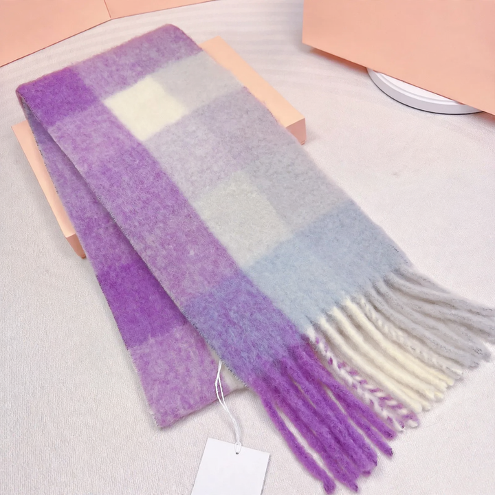 Long Rainbow Scarf made of Mohair-Wool Blend