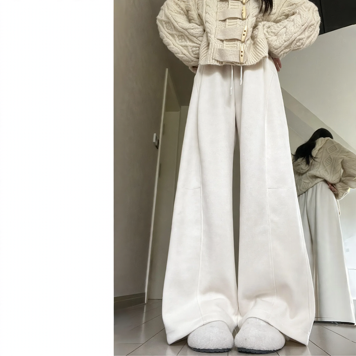 Kord-wide pants for women, high-waisted, lined