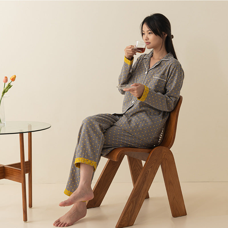 Cotton pajamas, double gauze, long sleeves, unisex