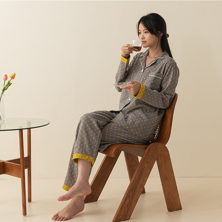 Cotton pajamas, double gauze, long sleeves, unisex
