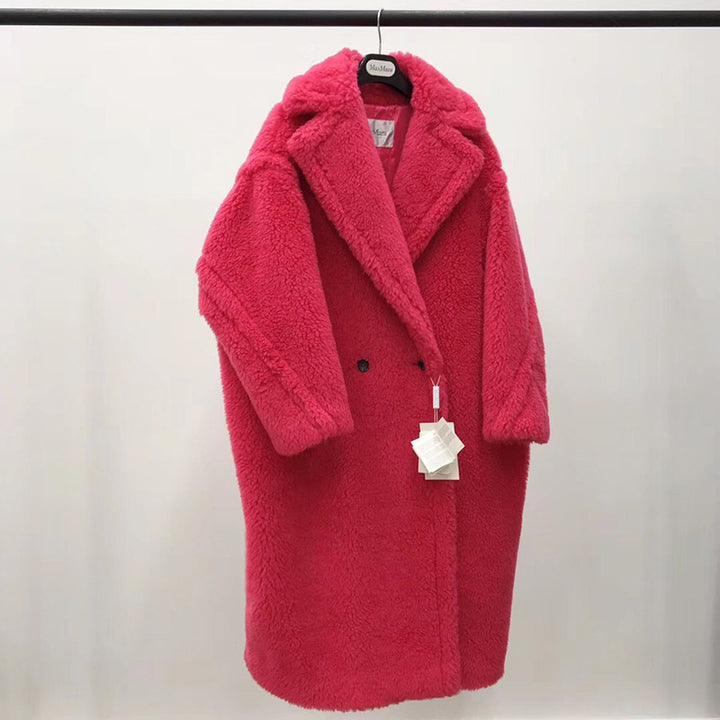 Long Teddy Coat with V-Neck