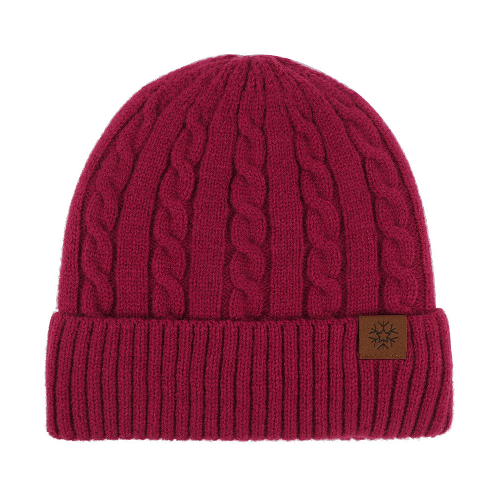 Fleece-lined knitted beanie with cuff, winter