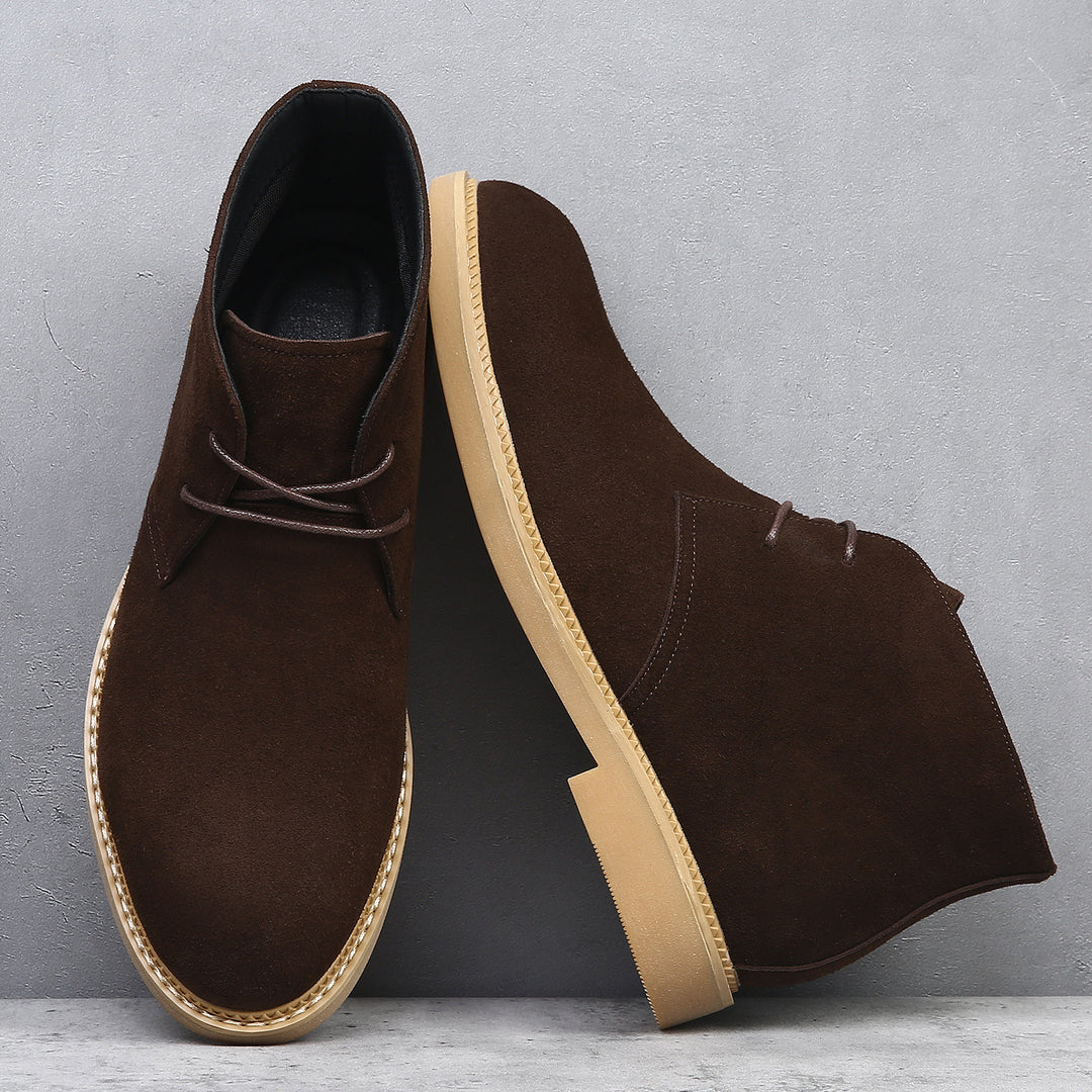 Men's desert boots, suede look, high fit