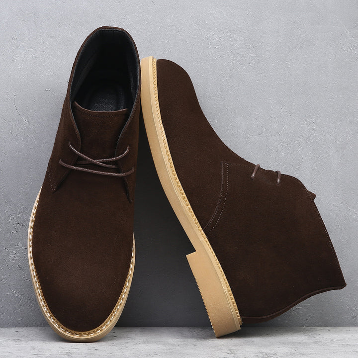 Men's desert boots, suede look, high fit