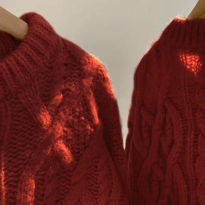 Chunky knit sweater with cable pattern