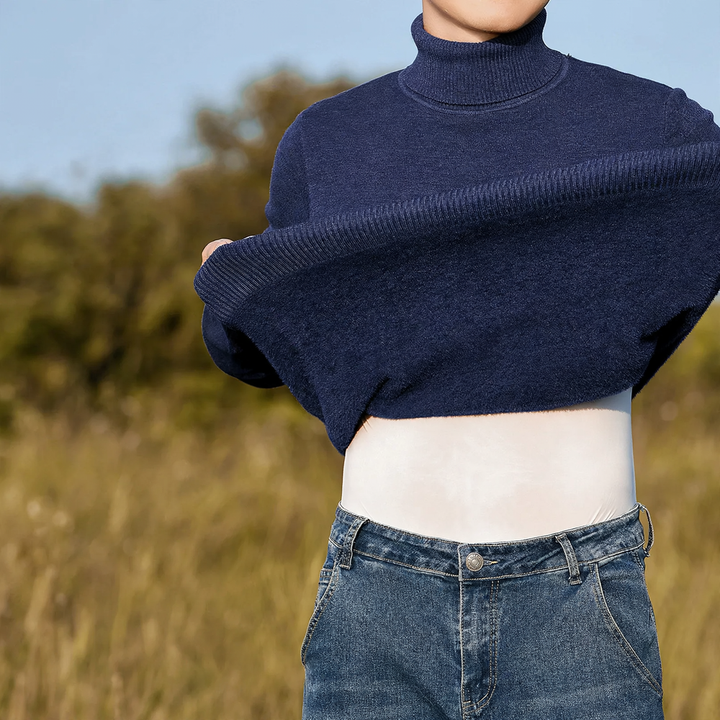Men's knit sweater with wool blend and fleece lining