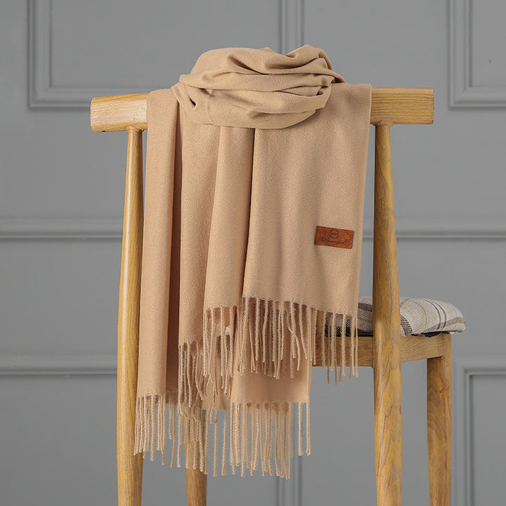 Cashmere scarf with fringes, 70x200 cm, thickened