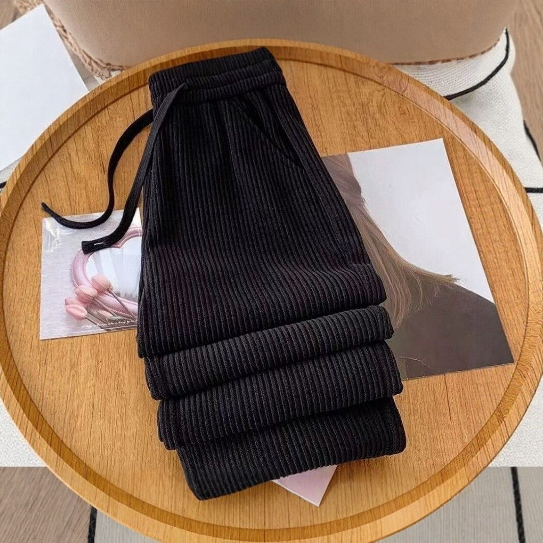 Narrow cord wide pants, lined