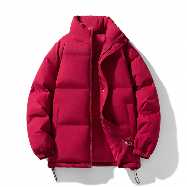 Unisex quilted jacket, stand-up collar, lined, solid color