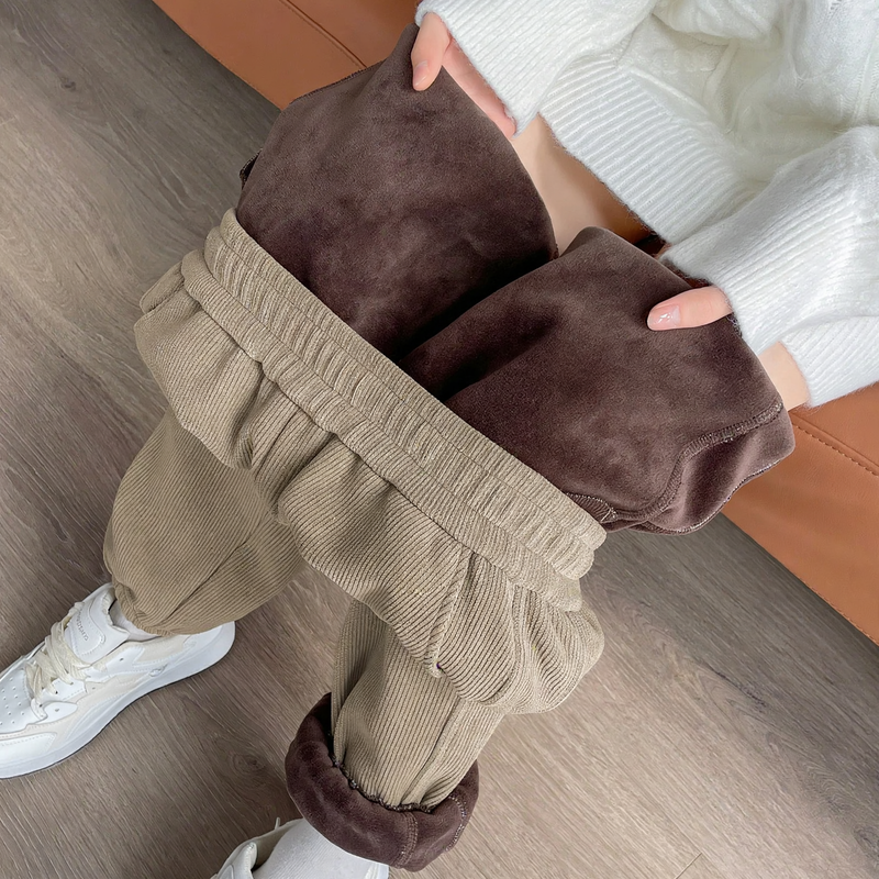 Ladies corduroy trousers, padded, casual fit