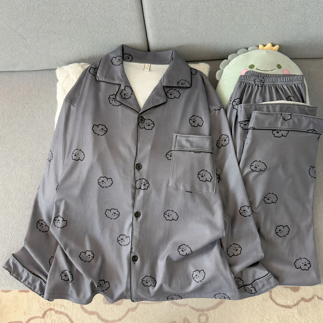 Men's Pajama Set, warm thermal material, loose fit