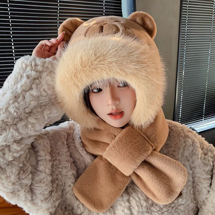 Plush set: Hooded hat and scarf