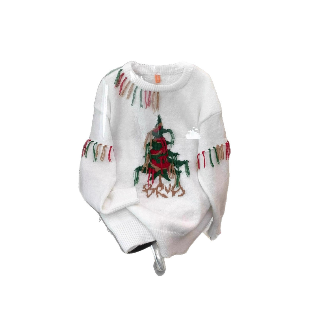 Handcrafted Fashion Knit Sweater with Christmas Tree Design
