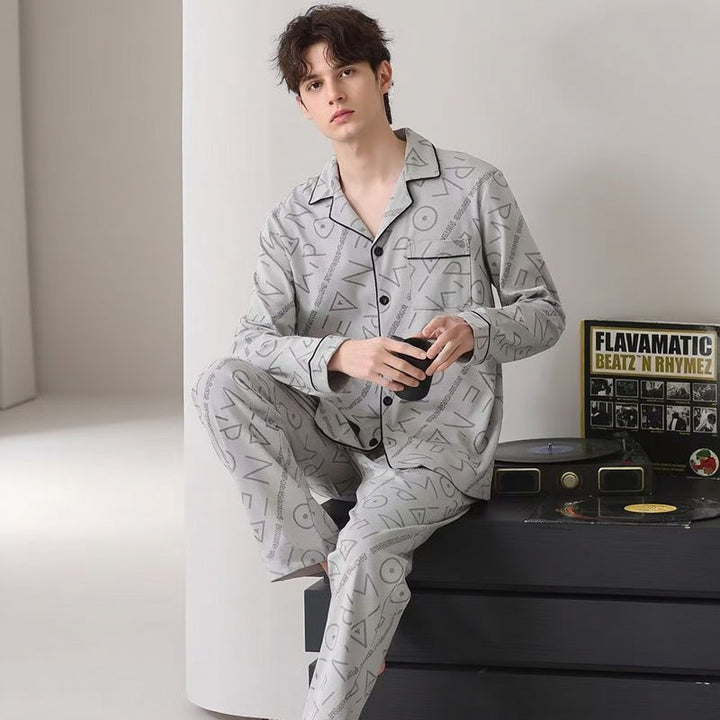 Men's house suit made of cotton, long-sleeved