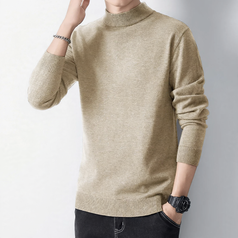 Men's sweater with turtleneck, lined
