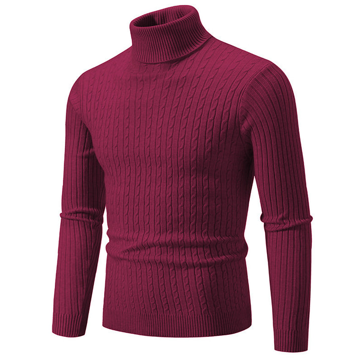 Men's turtleneck sweater, cable pattern, classic