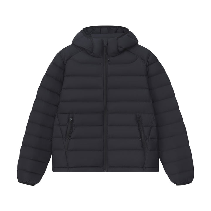 Women's down jacket with hood, quilted, warm