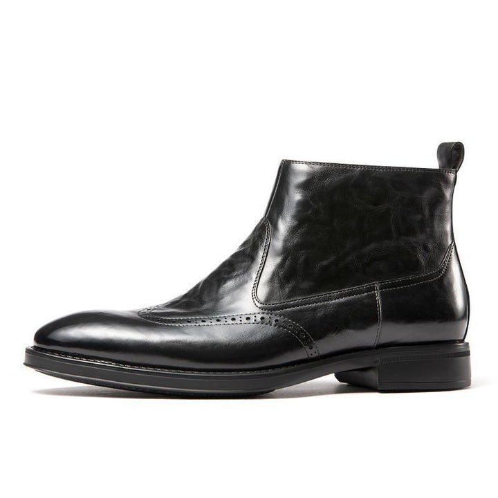 Men's leather boots, business-casual, lined
