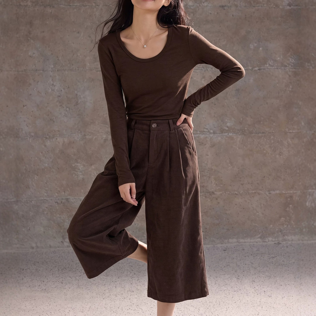 Cord pants, straight cut, 7/8 length