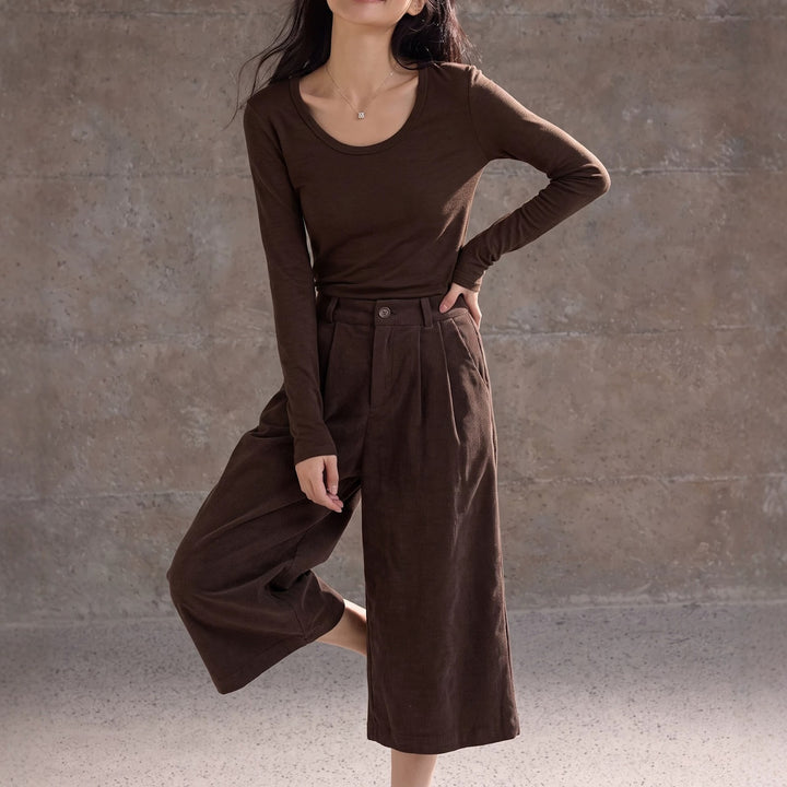 Cord pants, straight cut, 7/8 length