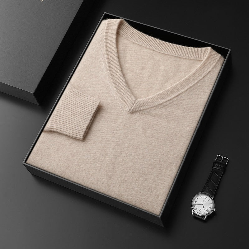 Men's Wool Sweater, V-Neck, Business Style