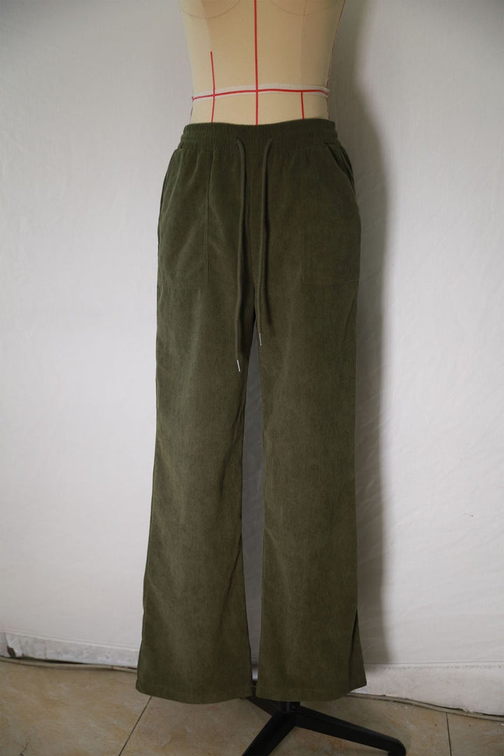 Casual cord pants with drawstring