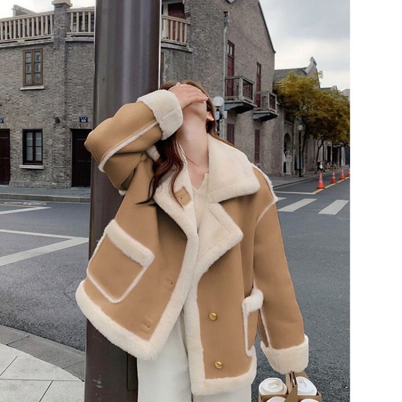 Padded lamb fleece imitation coat, urban style