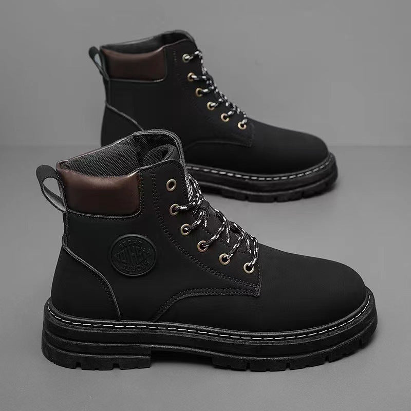 Fashionable men's ankle boots, platform sole, lined