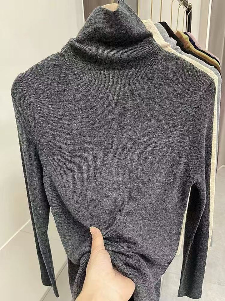 Women's cashmere wool sweater, thin, stand-up collar