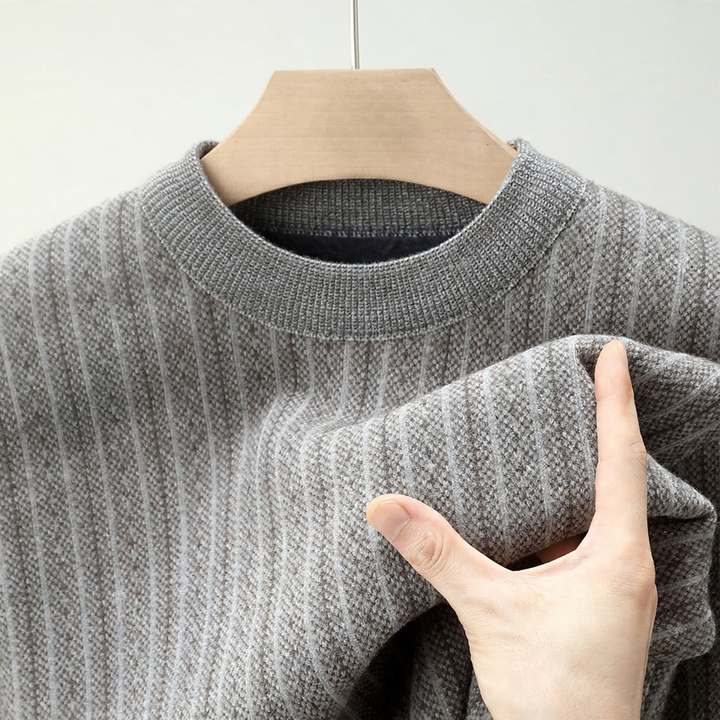 Men's sweater with stand-up collar, lined, jacquard pattern
