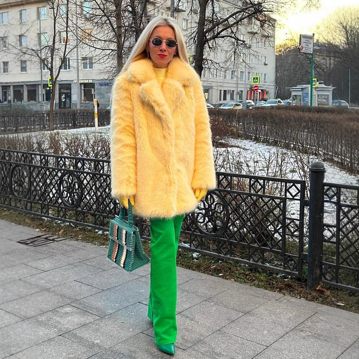 Mid-Length Faux Fur Jacket for Women