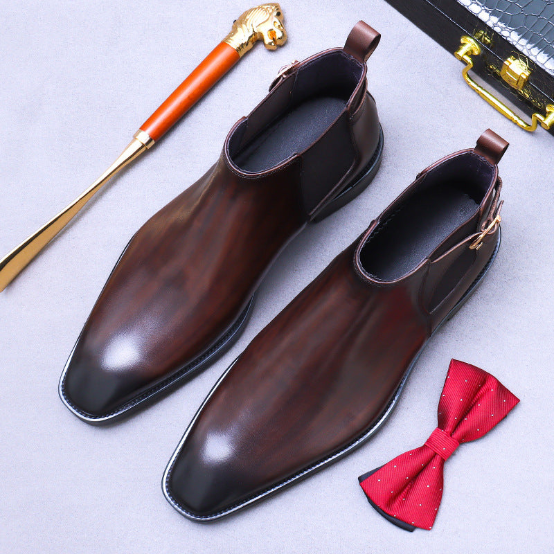Men's Chelsea boots made of genuine cowhide, business style