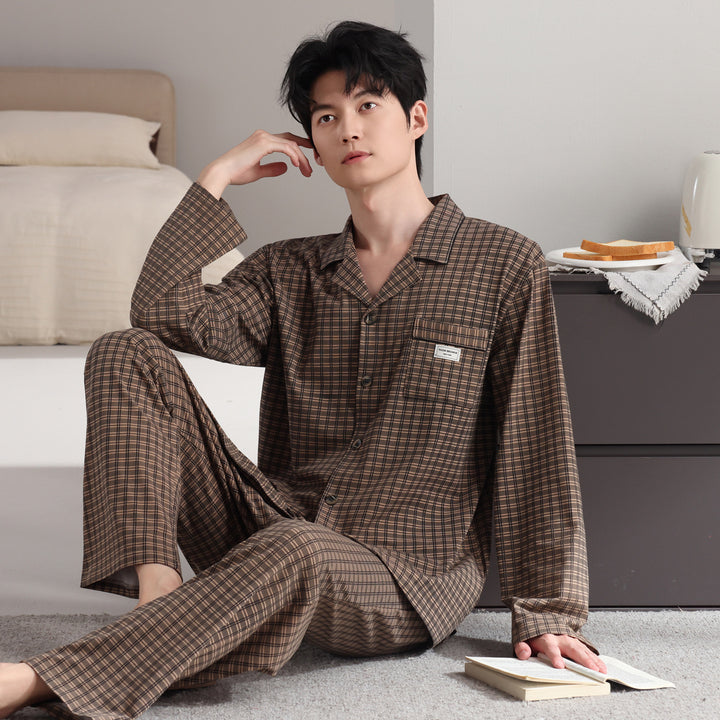 Men's Pajama Set, checkered, cotton, vintage style