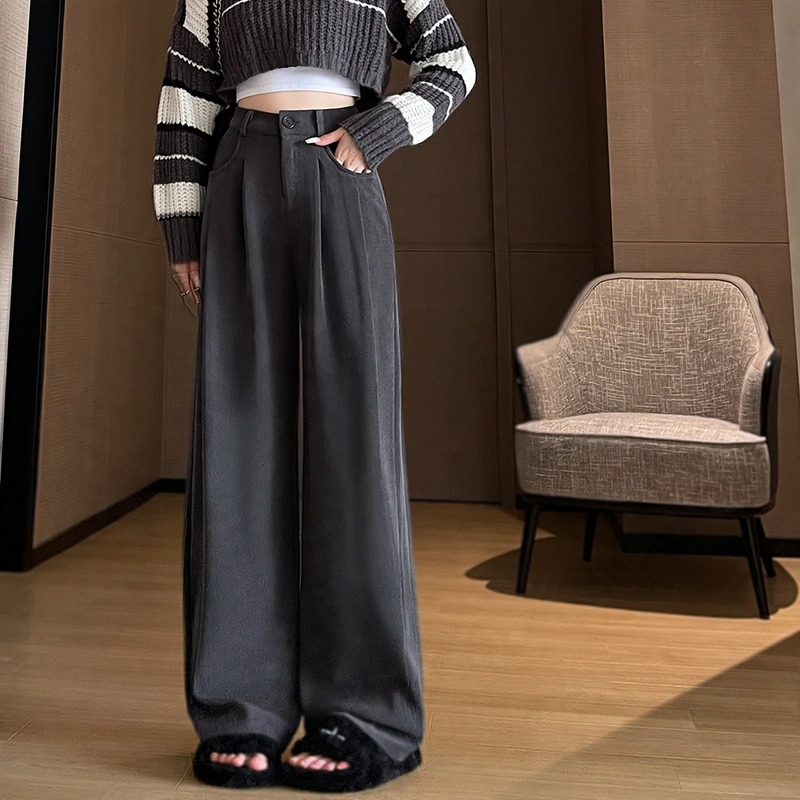 Women's corduroy pants, wide cut, flowing