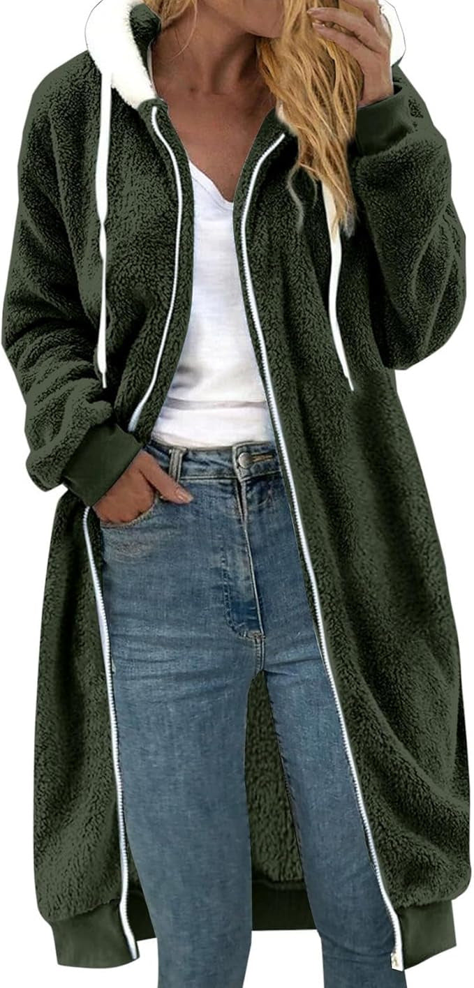 Women's Reversible Coat made of Faux Fur with Hood