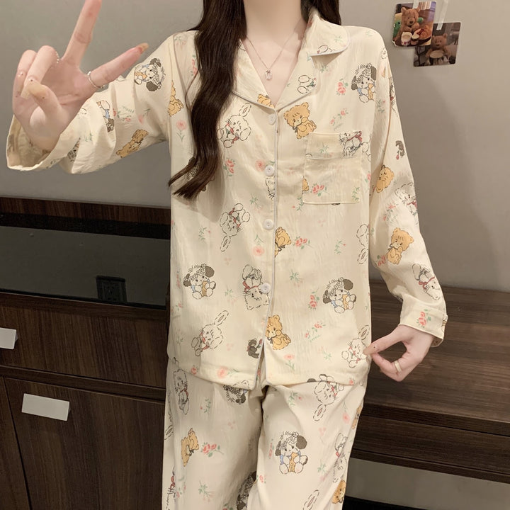Women's pajamas made of soft cotton, long-sleeved