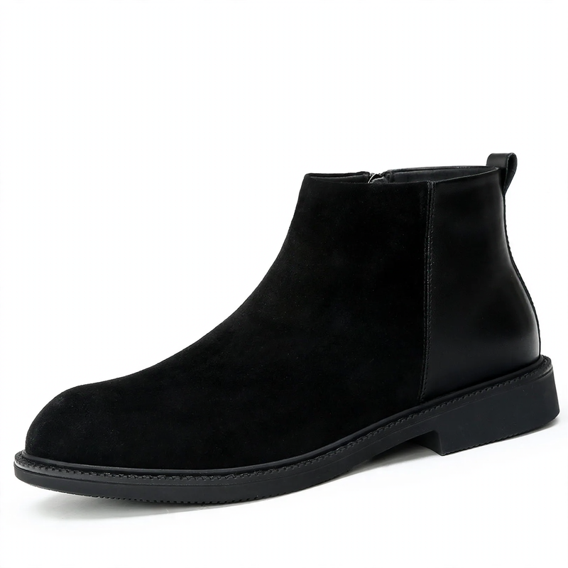 Padded men's leather boots, lace-up ankle boots
