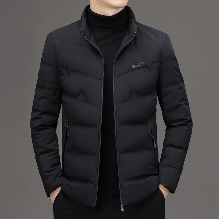 Men's down jacket with stand-up collar, white duck down