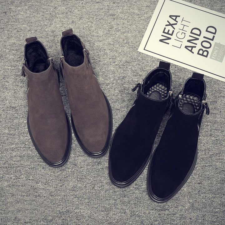 Men's Chelsea boots, suede look, lined